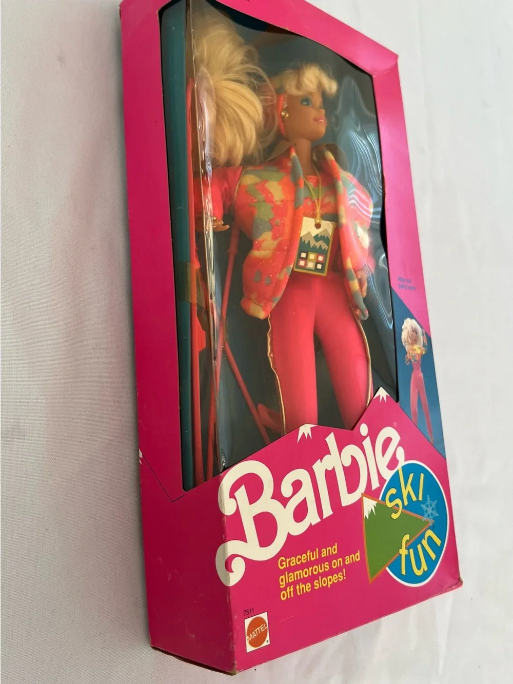 Vintage 1991 Ski Fun Barbie Bright Pink and Multicolor Jacket